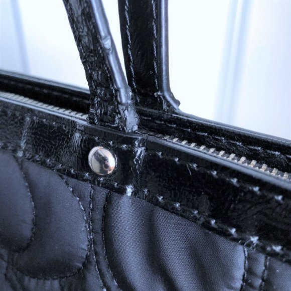 COACH Black Quilted Signature Stitch Nylon Tote - Picture 10 of 10